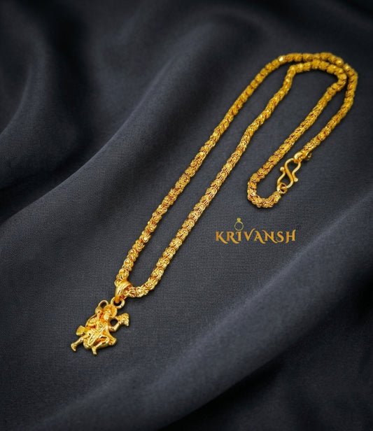 Hanuman Pendant Gold Plated Short Chain for Men & Women | KRIVANSH