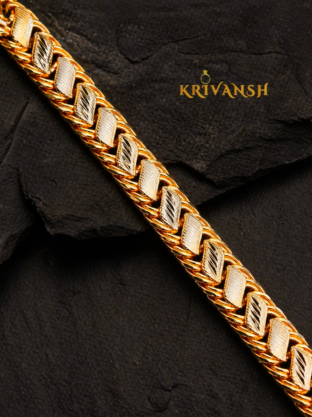 Rajvansh Gold Plated Bracelet for Men – Luxurious 1Gm Gold Finish | KRIVANSH