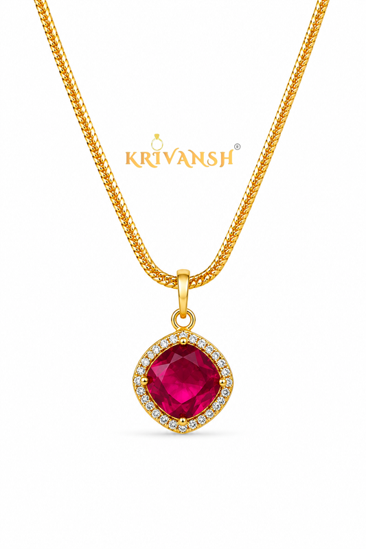 Burgundy Red Cz Short Necklace | KRIVANSH
