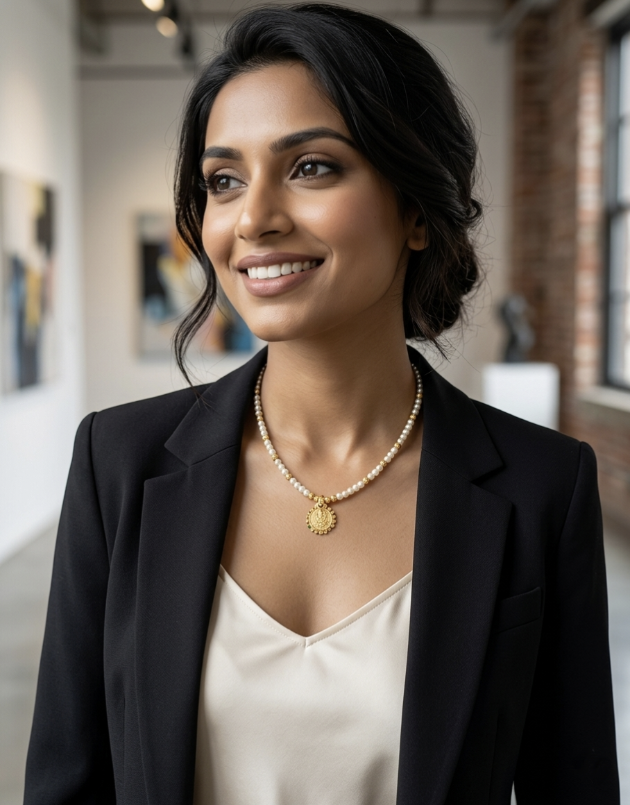 Laxmi Coin Pearl Necklace | KRIVANSH