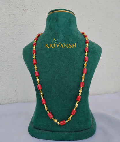 Taiwan Coral Beaded Necklace | 6mm Coral | 28"inch | KRIVANSH