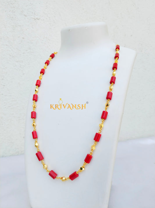 Taiwan Coral Beaded Necklace | 6mm Coral | 28"inch | KRIVANSH
