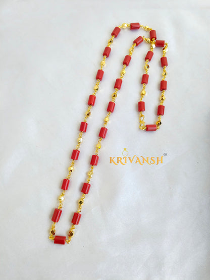Taiwan Coral Beaded Necklace | 6mm Coral | 28"inch | KRIVANSH