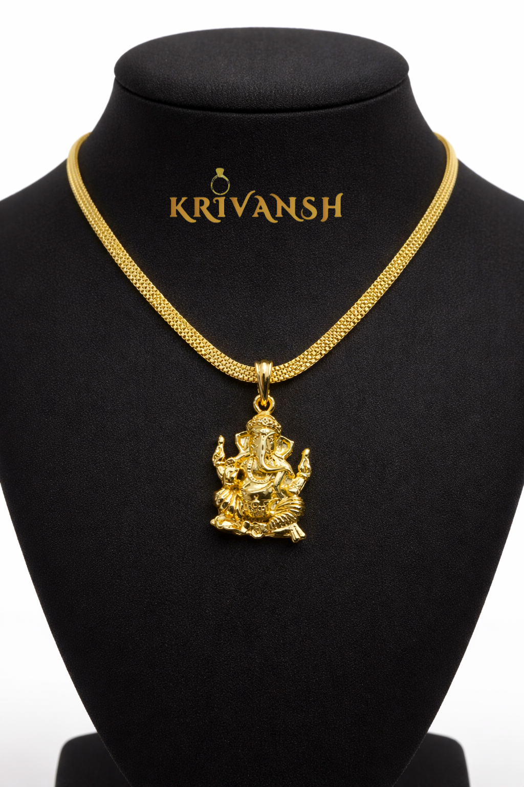 Ganesh Pendant Necklace| 20"inch Length | 1Gm Gold Plated | KRIVANSH