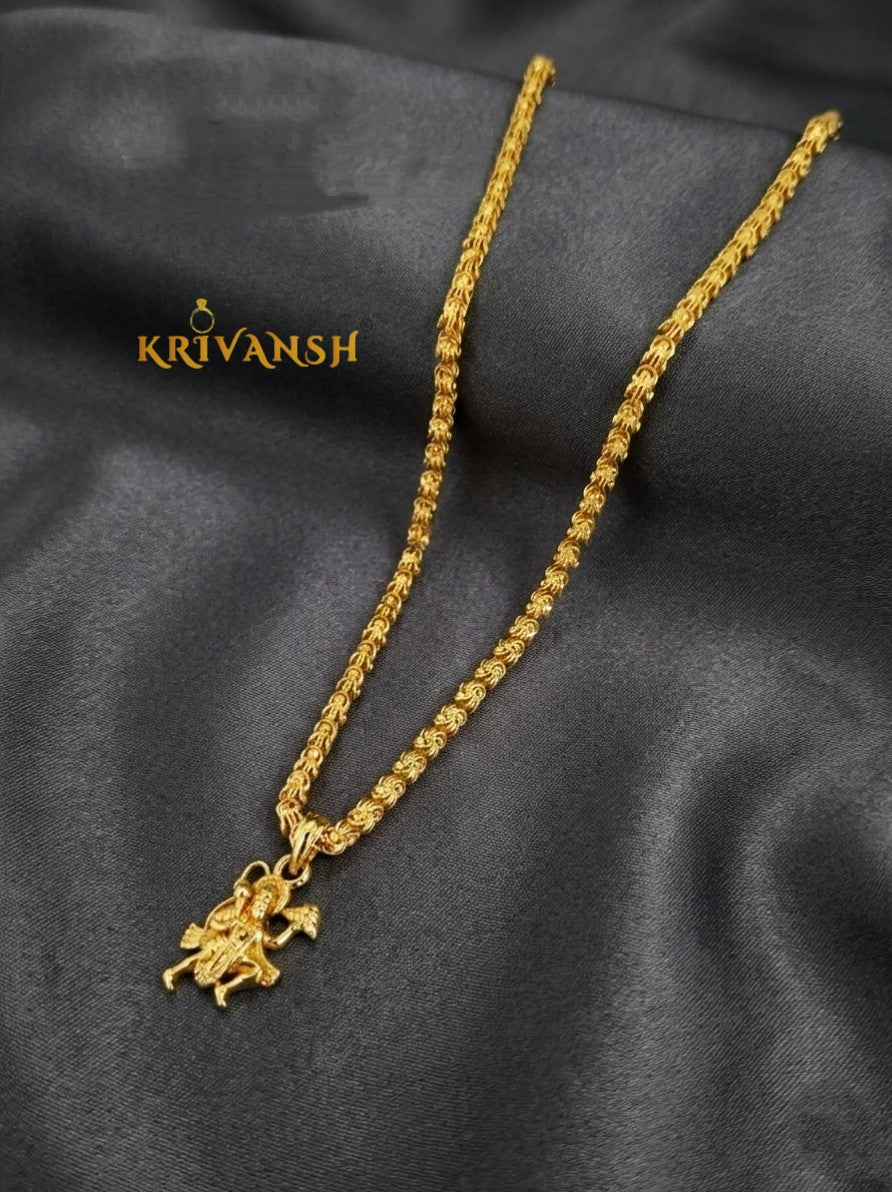 Hanuman Pendant Gold Plated Short Chain for Men & Women | KRIVANSH