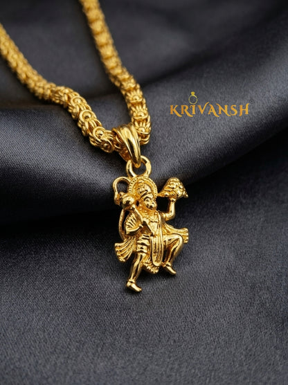 Hanuman Pendant Gold Plated Short Chain for Men & Women | KRIVANSH
