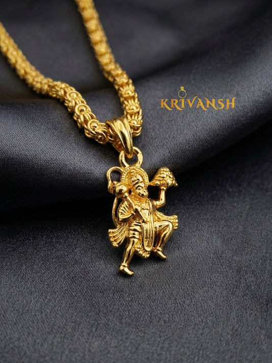 Hanuman Pendant Gold Plated Short Chain for Men & Women | KRIVANSH