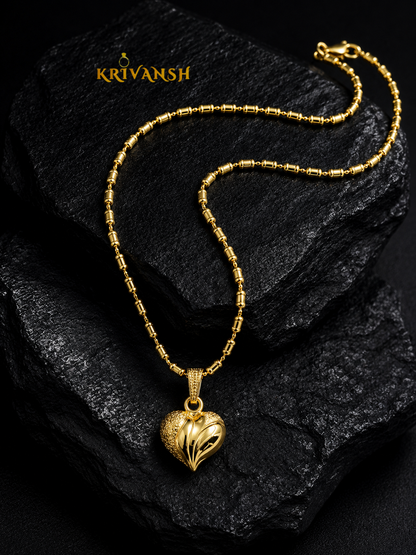 Short Length Heart Pendant Necklace | 1Gm Gold Plated Brass | Jewellery for Women | KRIVANSH