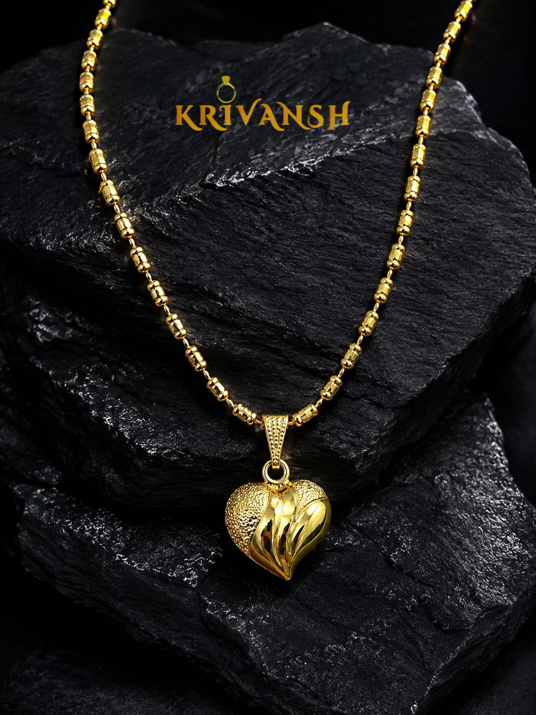 Short Length Heart Pendant Necklace | 1Gm Gold Plated Brass | Jewellery for Women | KRIVANSH