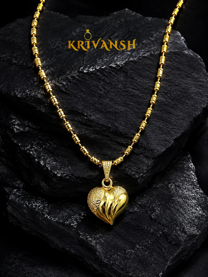 Short Length Heart Pendant Necklace | 1Gm Gold Plated Brass | Jewellery for Women | KRIVANSH