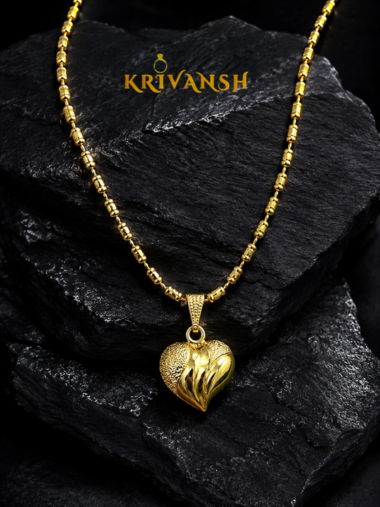 Short Length Heart Pendant Necklace | 1Gm Gold Plated Brass | Jewellery for Women | KRIVANSH
