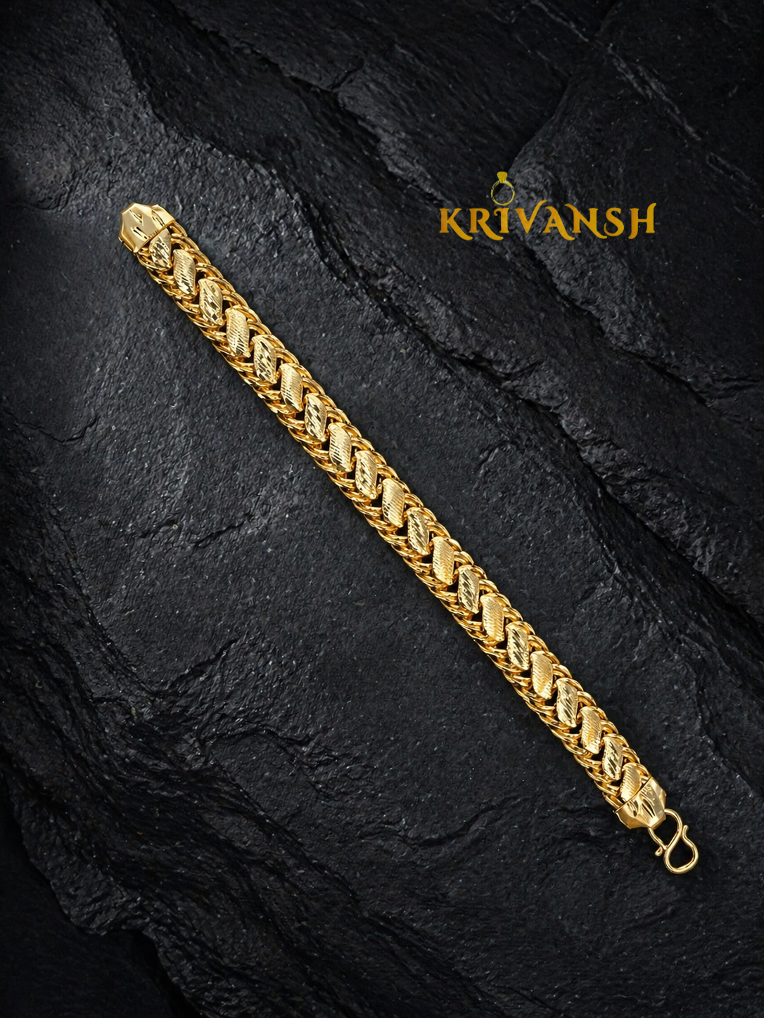 Rajvansh Gold Plated Bracelet for Men – Luxurious 1Gm Gold Finish | KRIVANSH