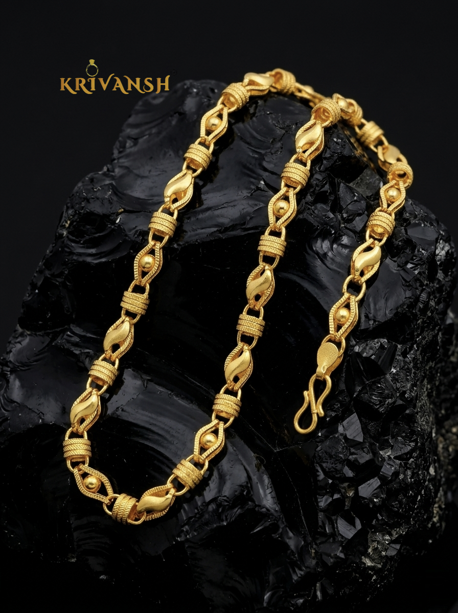 Kanakveer 1Gm Gold Plated Hollow Ball Chain for Men – 20 Inch | KRIVANSH