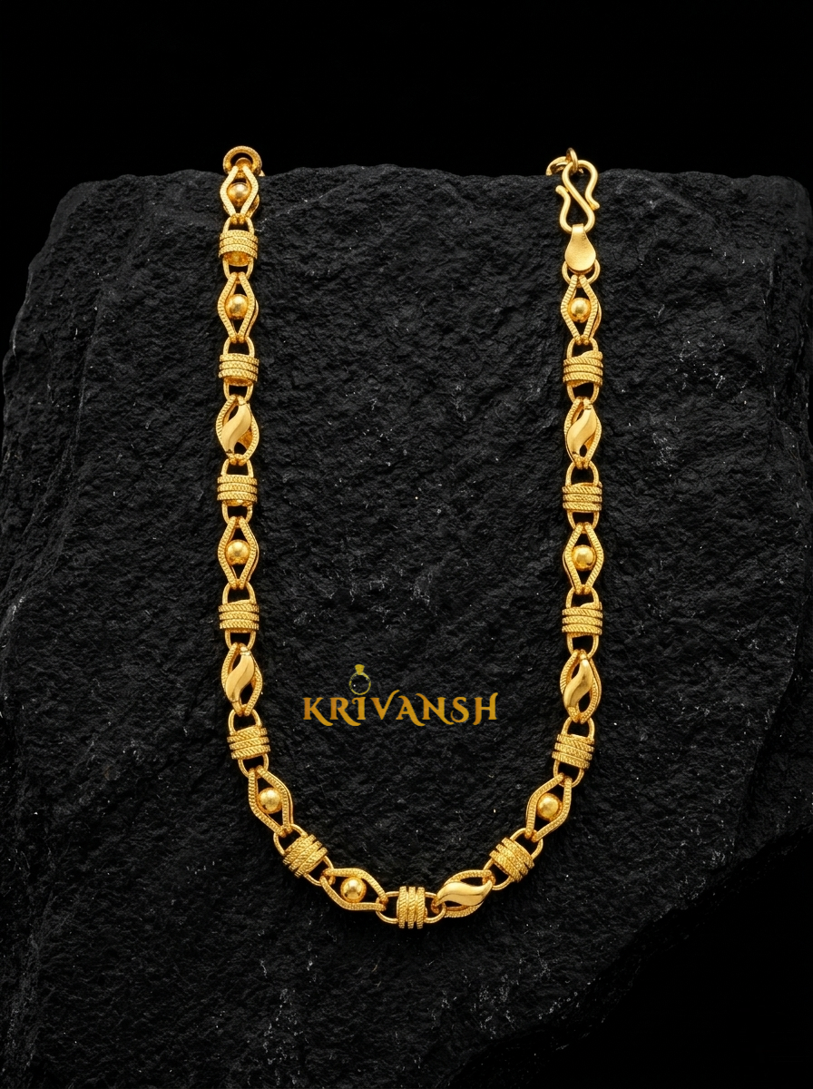 Kanakveer 1Gm Gold Plated Hollow Ball Chain for Men – 20 Inch | KRIVANSH