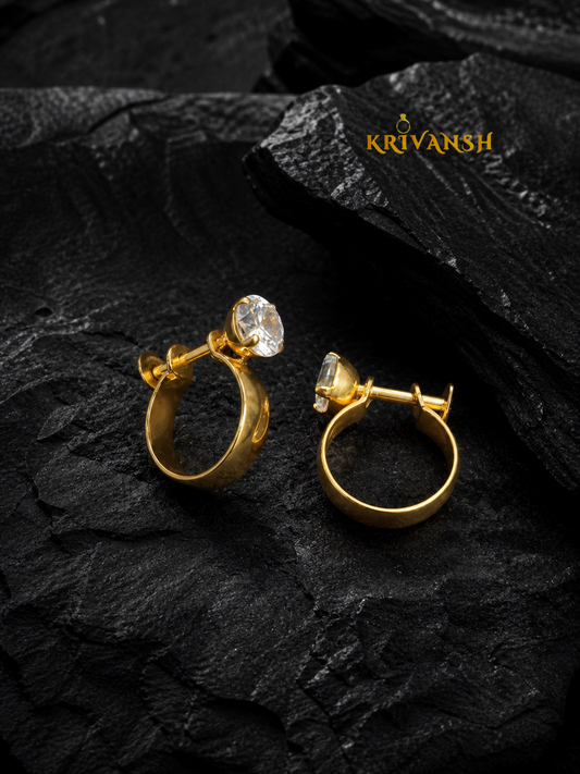 AD Stone Gold Plated Earrings for Men – American Diamond Studs | KRIVANSH