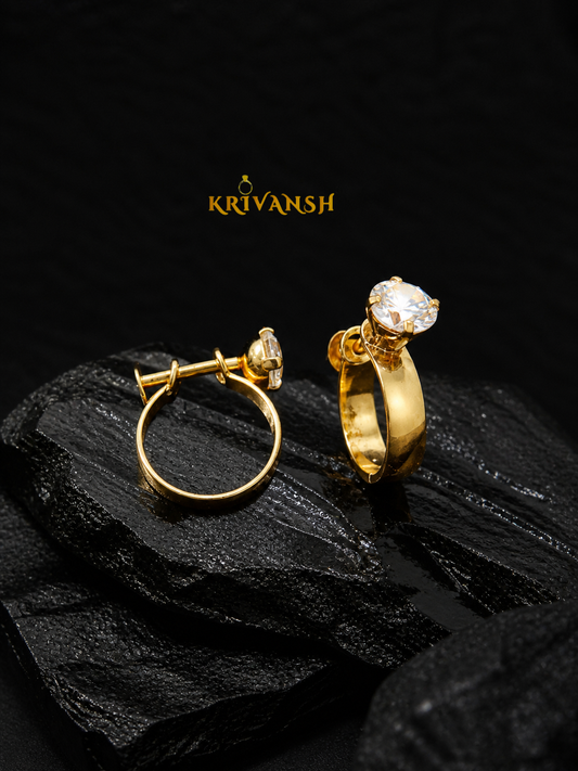 AD Stone Gold Plated Earrings for Men – American Diamond Studs | KRIVANSH