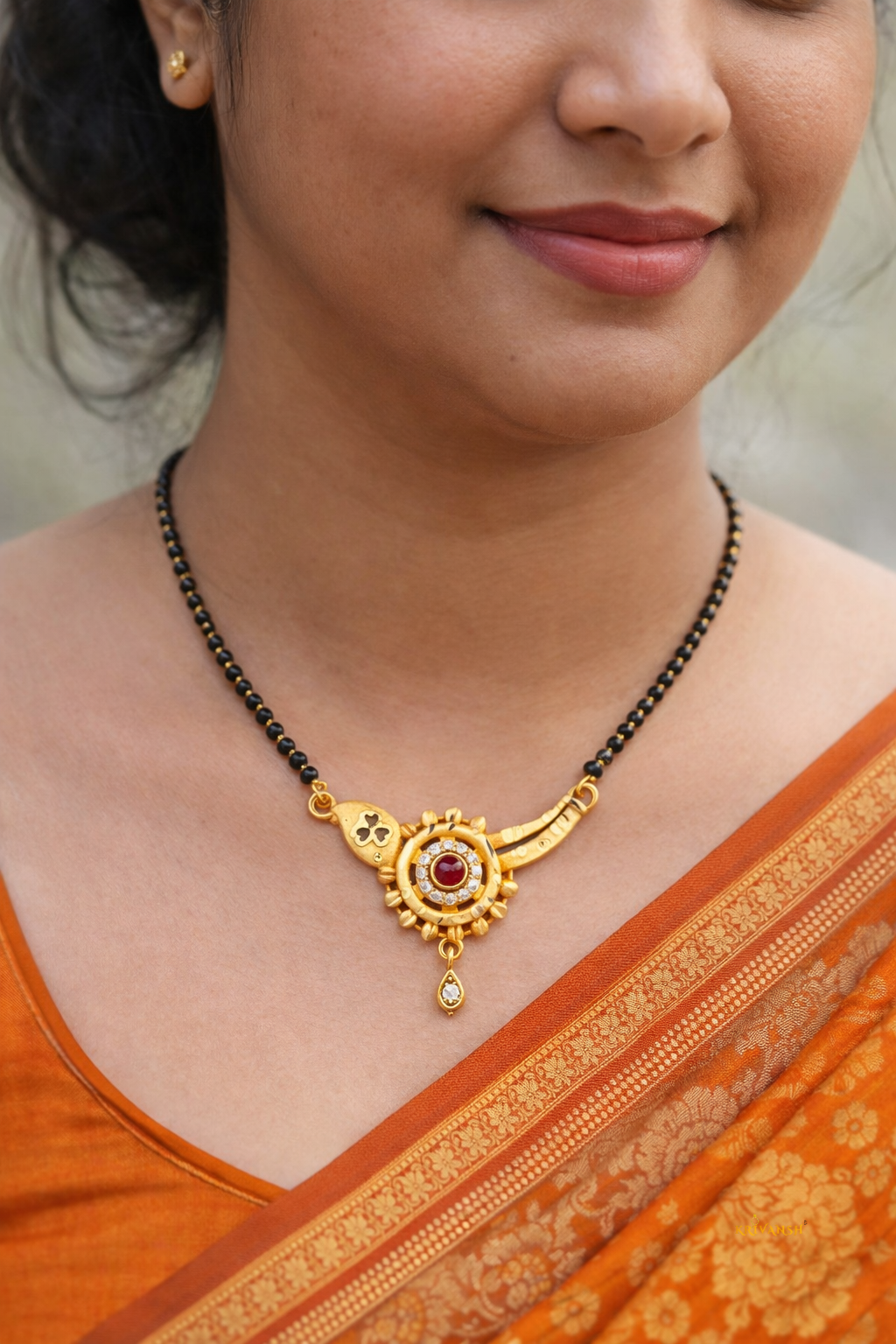 KRIVANSH Divya 1 Gm Gold Plated Short Mangalsutra | 18-Inch Bridal Elegance for Women