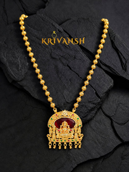 Laxmidevi Long Haram – Exquisite 1Gm Gold Plated Traditional Necklace | KRIVANSH