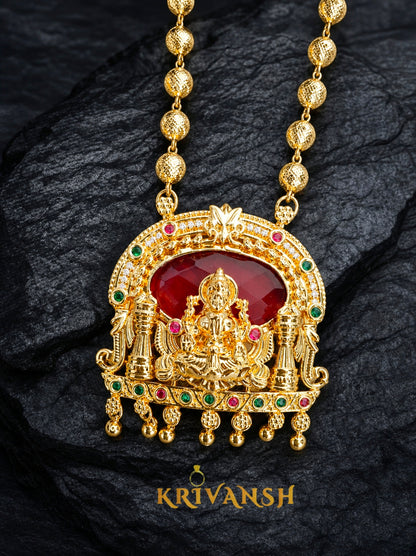 Laxmidevi Long Haram – Exquisite 1Gm Gold Plated Traditional Necklace | KRIVANSH
