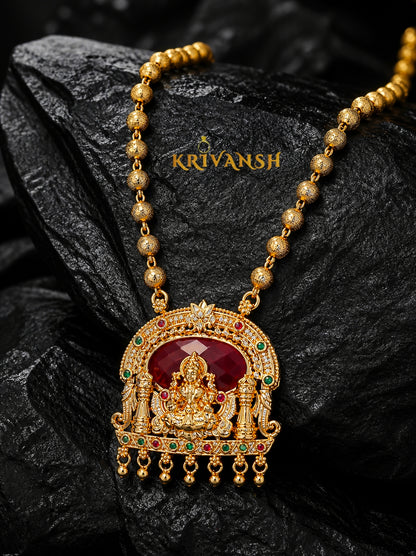 Laxmidevi Long Haram – Exquisite 1Gm Gold Plated Traditional Necklace | KRIVANSH