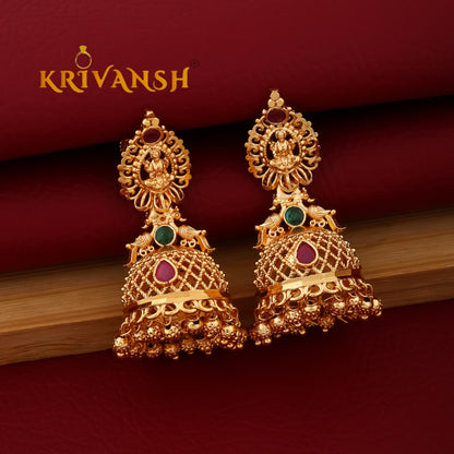 Shri Laxmidevi Jumka Earrings | 1Gm Gold Plated South Indian Jhumkas for Women
