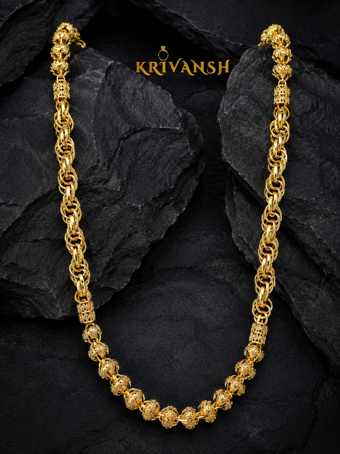 Imperial Fusion Gold Plated Chain for Men – 24 Inch Luxury Neck Chain | KRIVANSH