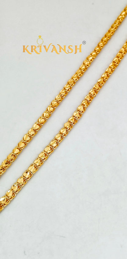 Heart Leaf Gold Plated Chain | Unisex Luxury Neck Chain | KRIVANSH