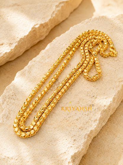Heart Leaf Gold Plated Chain | Unisex Luxury Neck Chain | KRIVANSH