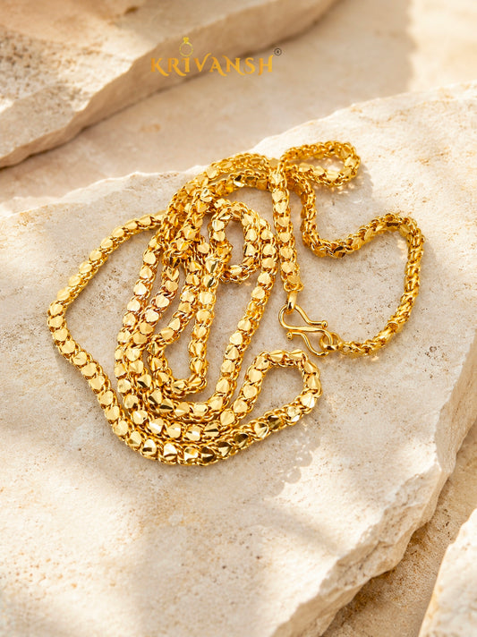 Heart Leaf Gold Plated Chain | Unisex Luxury Neck Chain | KRIVANSH