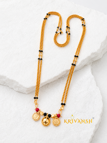 Impon(Mix Metal) 2-string Long Length BoxTyre Tali Mangalya Chain | 1Gm Gold Plated |KRIVANSH