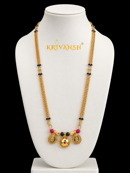 Impon(Mix Metal) 2-string Long Length BoxTyre Tali Mangalya Chain | 1Gm Gold Plated |KRIVANSH
