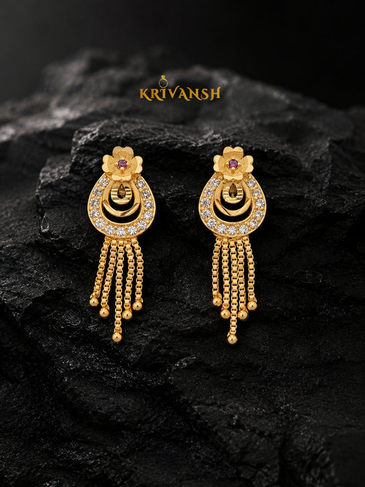 1Gm Forming Gold Plated Jalar Stud Earrings | South Indian Screw Back | KRIVANSH