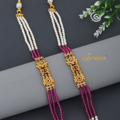 3 layer Hydro crystal with Pearls Necklace | KRIVANSH
