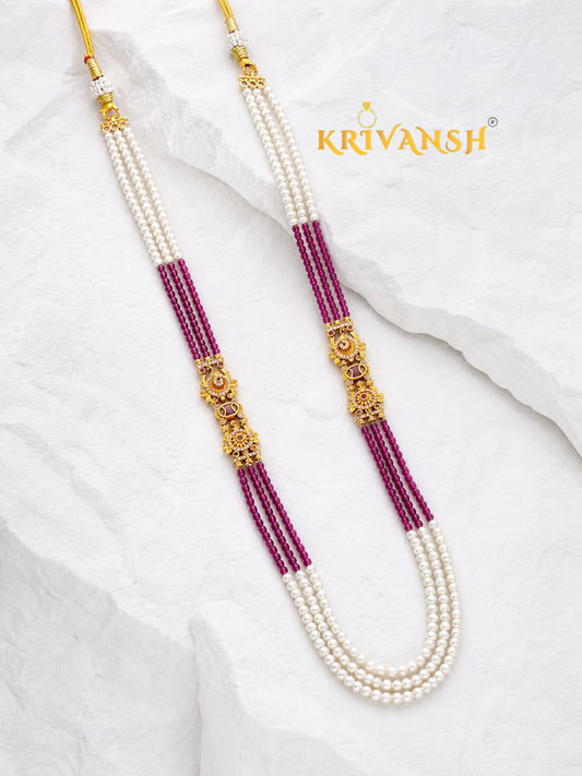 3 layer Hydro crystal with Pearls Necklace | KRIVANSH