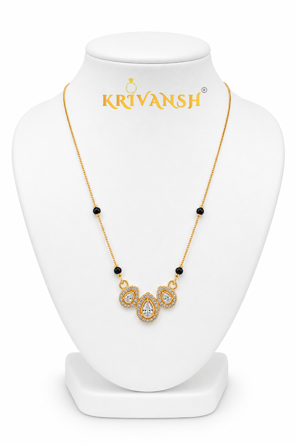3 Drops Short Mangalsutra | 1Gm Gold Plated | AD Stones | KRIVANSH