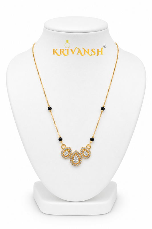 3 Drops Short Mangalsutra | 1Gm Gold Plated | AD Stones | KRIVANSH