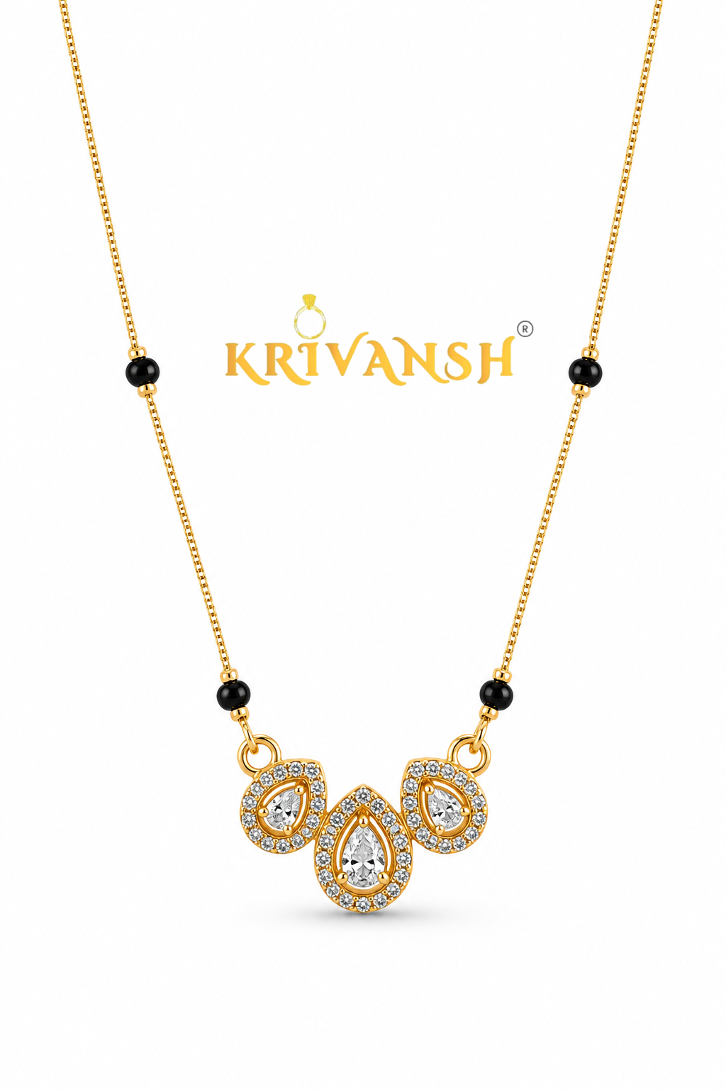 3 Drops Short Mangalsutra | 1Gm Gold Plated | AD Stones | KRIVANSH