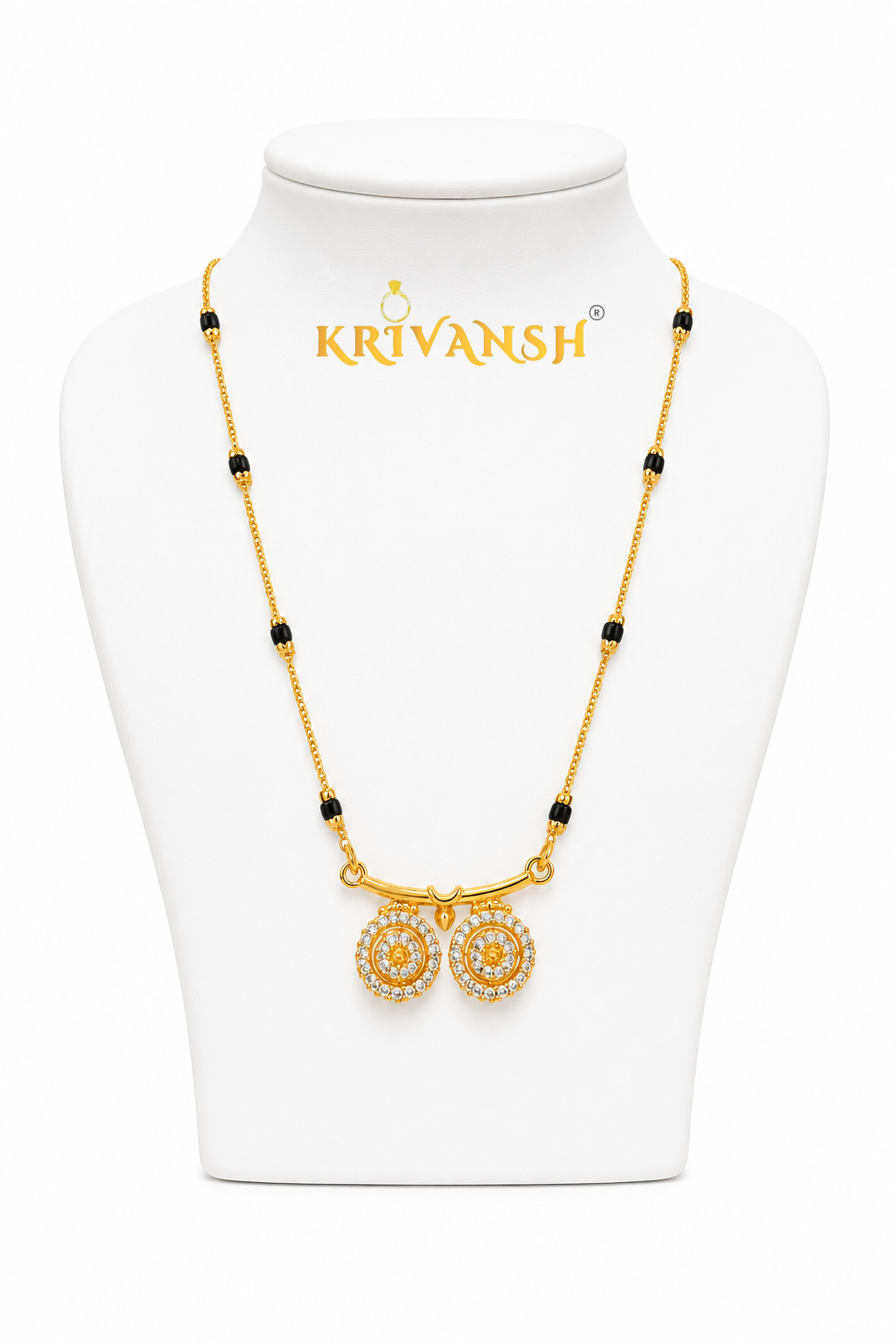 AD-Vati Short Mangalsutra | Gold Plated with AD Stones | KRIVANSH