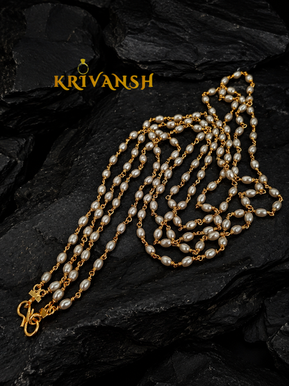Handcrafted Long Rice Pearl Necklace | KRIVANSH