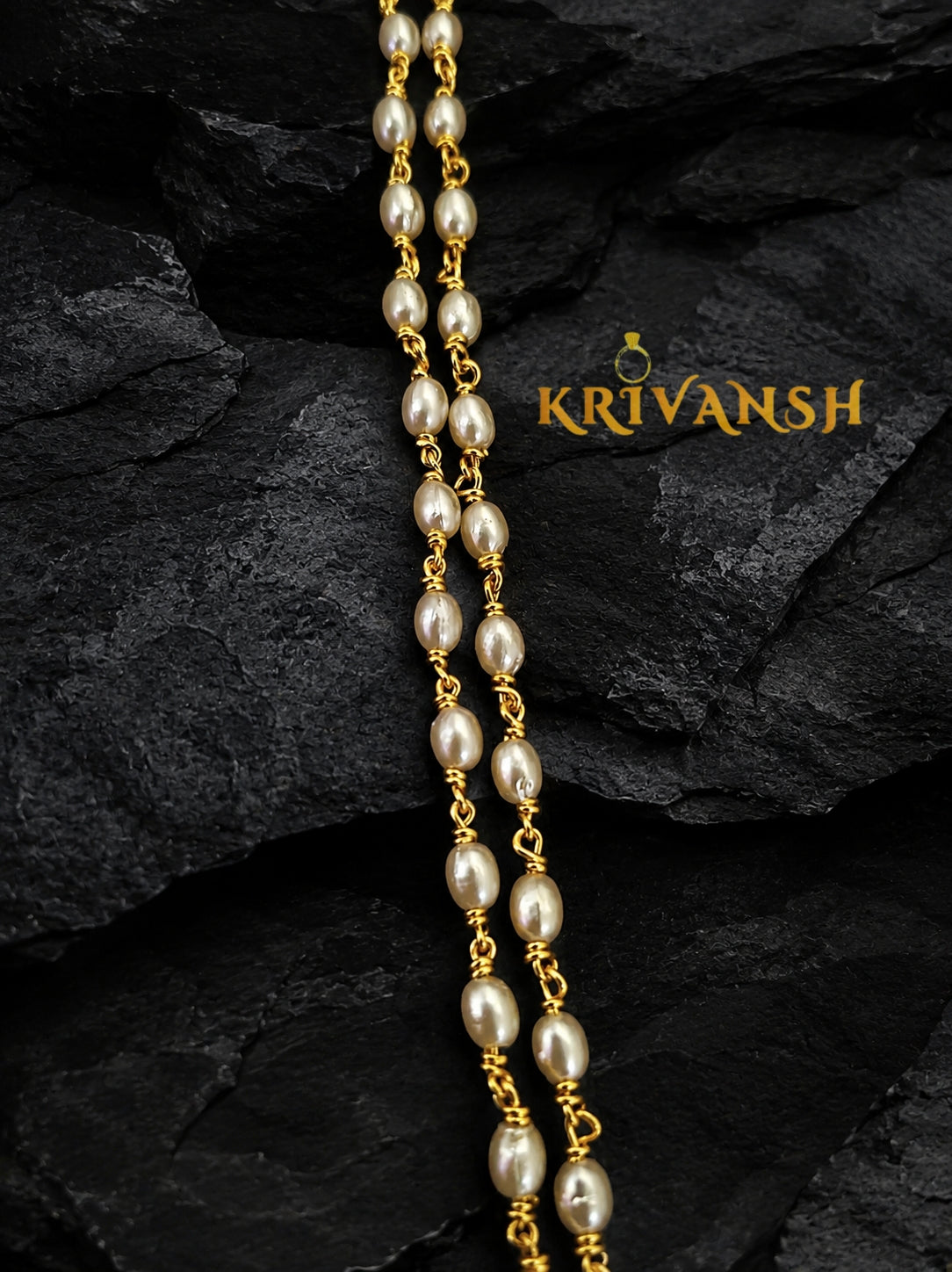 Handcrafted Long Rice Pearl Necklace | KRIVANSH