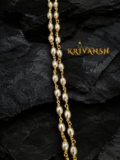 Handcrafted Long Rice Pearl Necklace | KRIVANSH