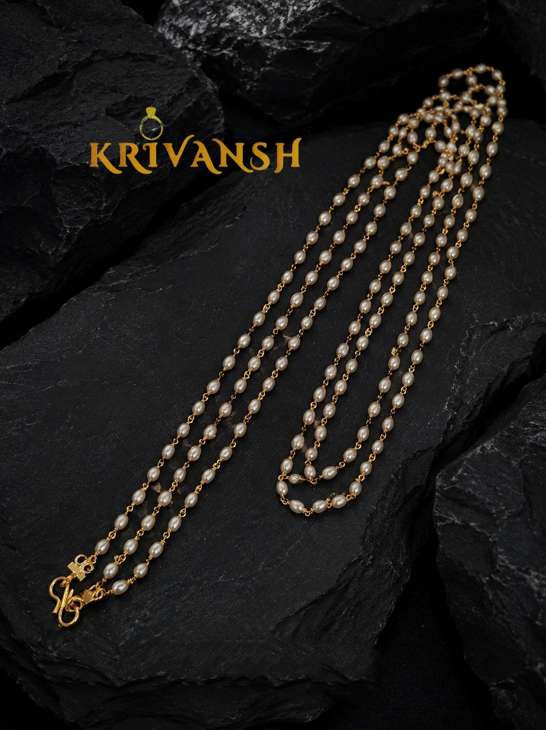 Handcrafted Long Rice Pearl Necklace | KRIVANSH