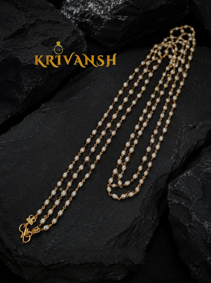 Handcrafted Long Rice Pearl Necklace | KRIVANSH