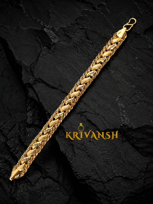 Rajvansh Gold Plated Bracelet for Men – Luxurious 1Gm Gold Finish | KRIVANSH