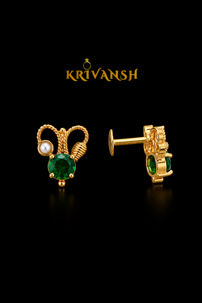 Green AD stones Kamakshi Necklace Set | KRIVANSH