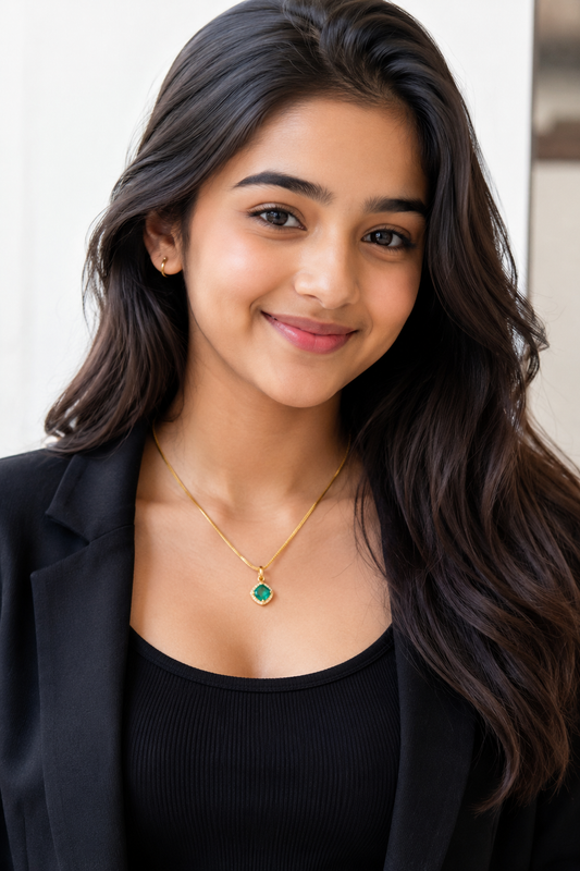 Rama Green Cz Short Necklace | KRIVANSH