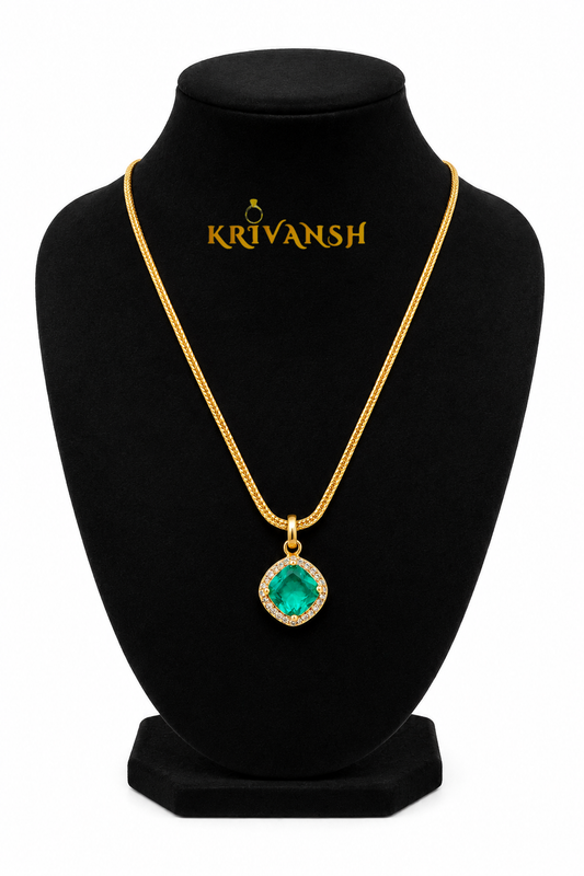 Rama Green Cz Short Necklace | KRIVANSH