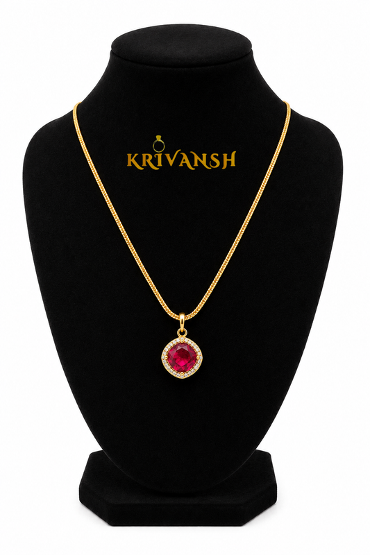 Burgundy Red Cz Short Necklace | KRIVANSH