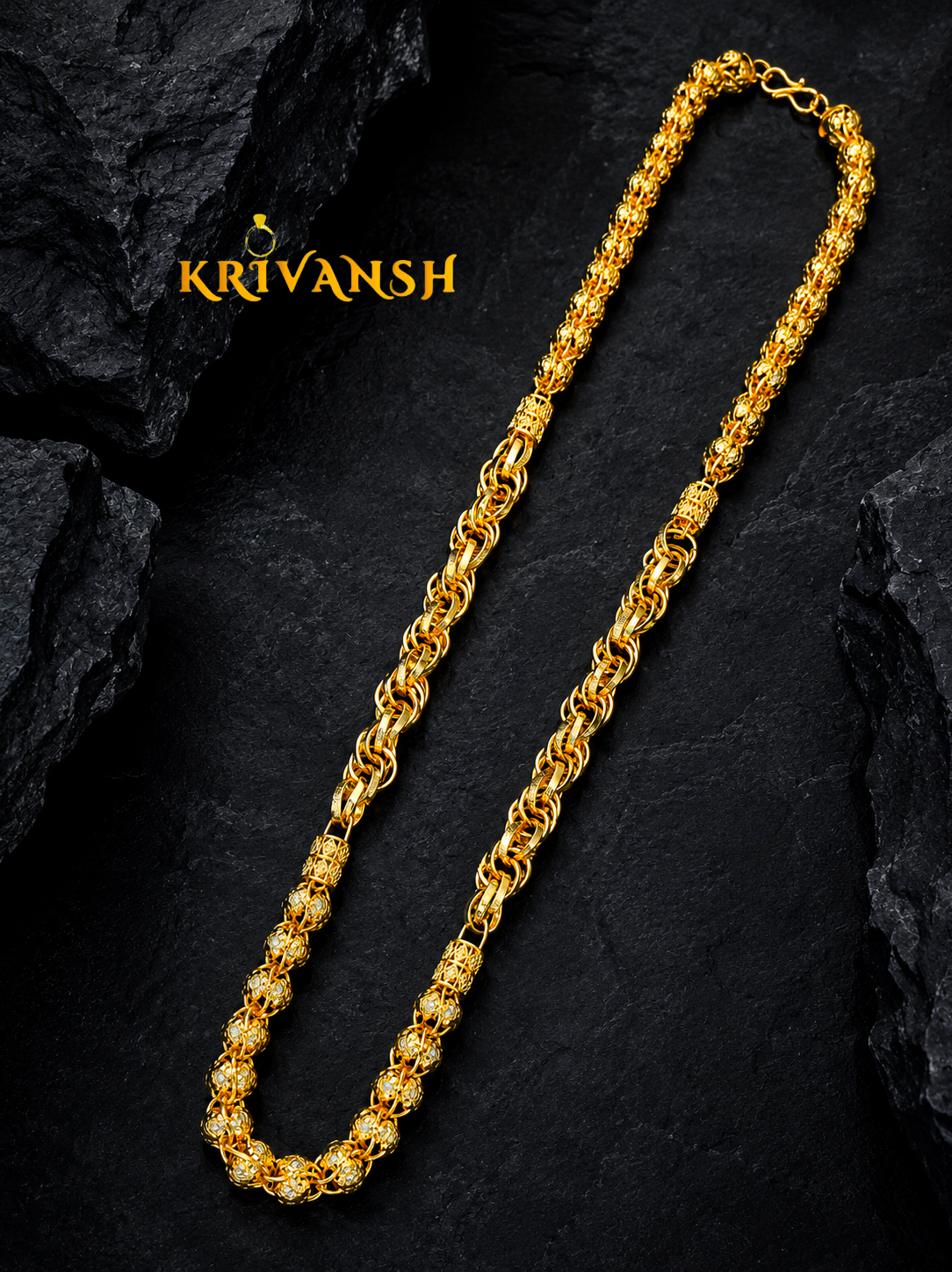 Imperial Fusion Gold Plated Chain for Men – 24 Inch Luxury Neck Chain | KRIVANSH