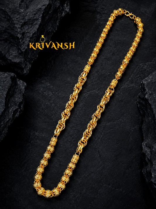 Imperial Fusion Gold Plated Chain for Men – 24 Inch Luxury Neck Chain | KRIVANSH